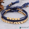 TCC™ Natural Tibetan Copper Blue Rope 3 Layer Goodluck Wealth Charm Bracelet
